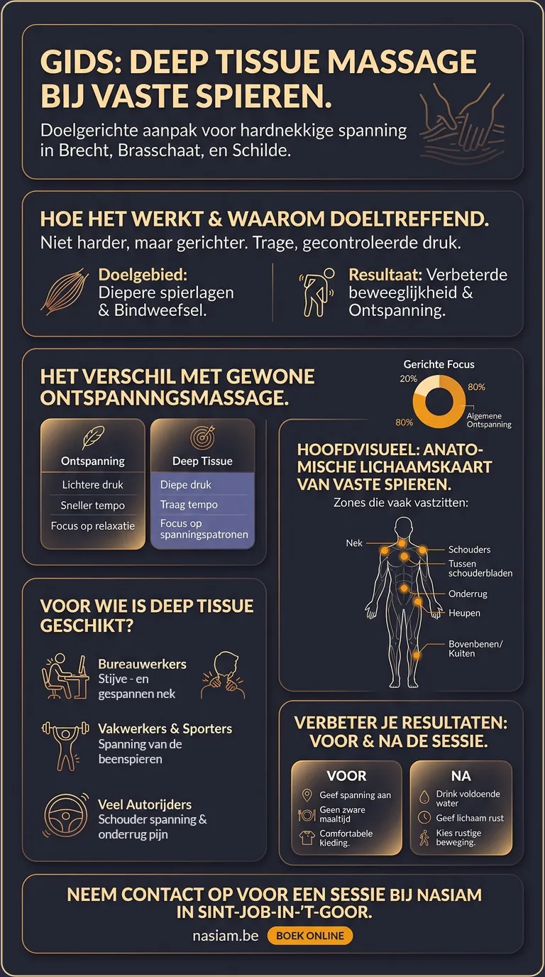 Deep tissue massage vaste spieren infographic - visual guide